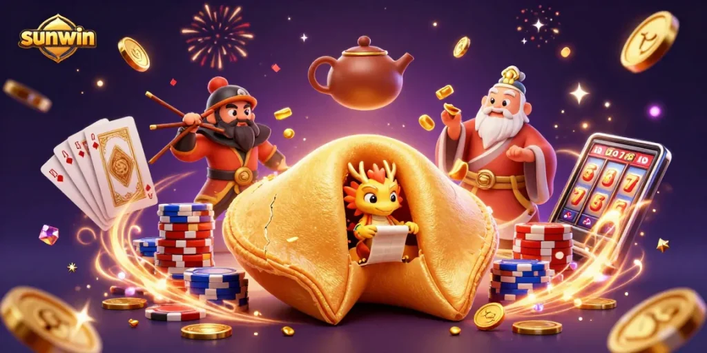Experience the excitement of sunwin with a vibrant 3D casino scene full of dynamic gaming elements.