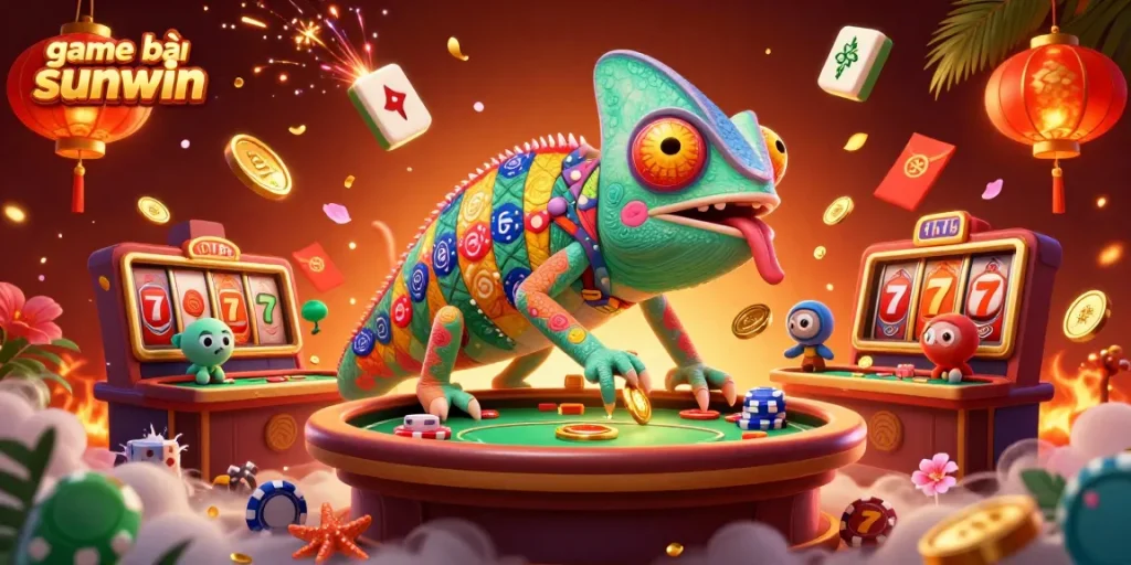 Experience the thrill of game bài sunwin with vibrant 3D casino elements and lively characters.